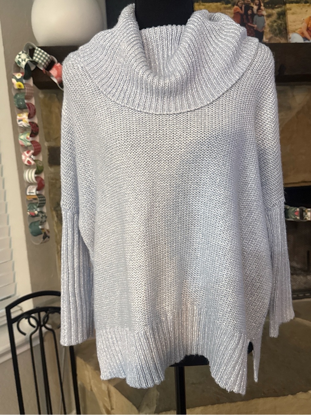 Chico's Light Blue Cowlneck Pullover Sweater